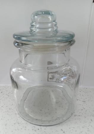 Image 7 of A Medium Sized Glass Storage Jar.  Height 8" (20cm)