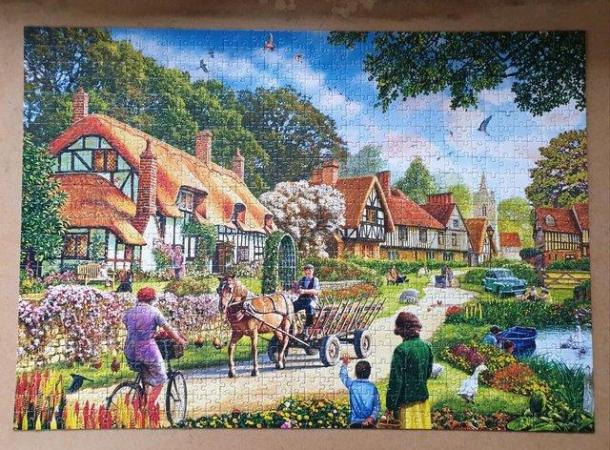 Image 3 of 1000 PIECE JIGSAW CALLED COTTAGE BANK by CORNER PIECE PUZZLE