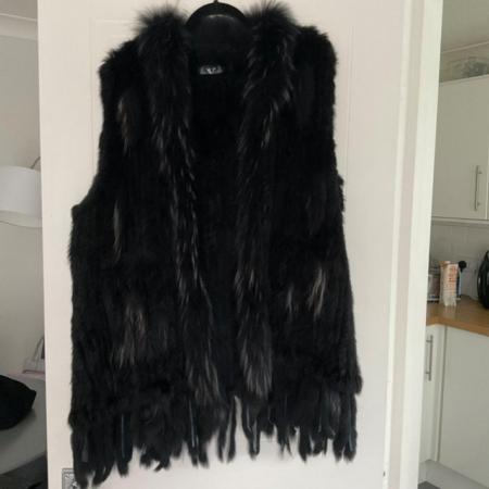 Image 1 of Black real fur waistcoat
