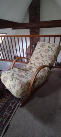 Image 1 of Post-war (1940's) upholstered rocking chair