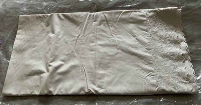 Image 1 of Embroidery Anglaise Edged Cotton Beige Queen Sheet