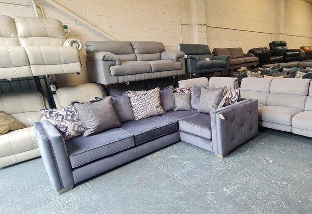 Image 10 of Titan corner sofa in Festival Steel/Grey Mix fabric
