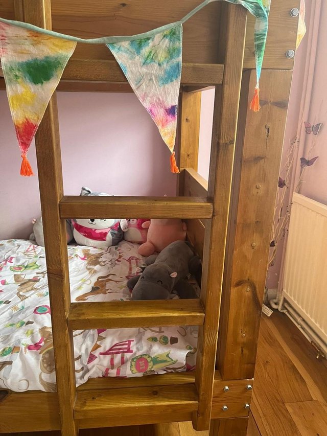 Preview of the first image of Amazing bunk bed made from solid wood + two mattresses.