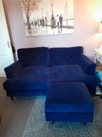 Image 1 of 2 seater velevt sofa with footstool