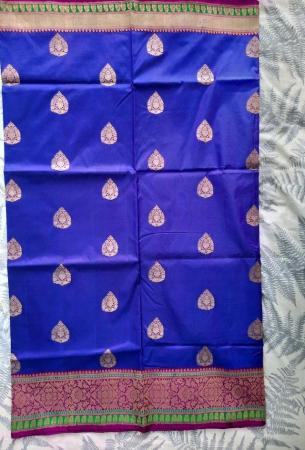 Image 2 of Royal blue and pink with gold embrodiery banarasi silk saree