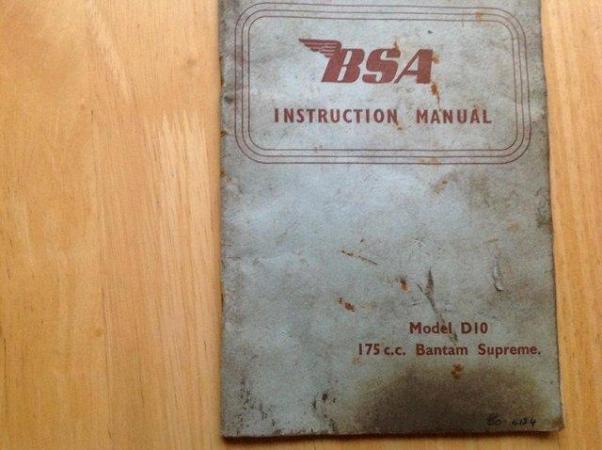 Image 1 of Bsa. D10 Bantam instruction manual 1960s