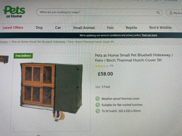 Image 5 of Pets at Home Small Pet Thermal Hutch Cover 5ft