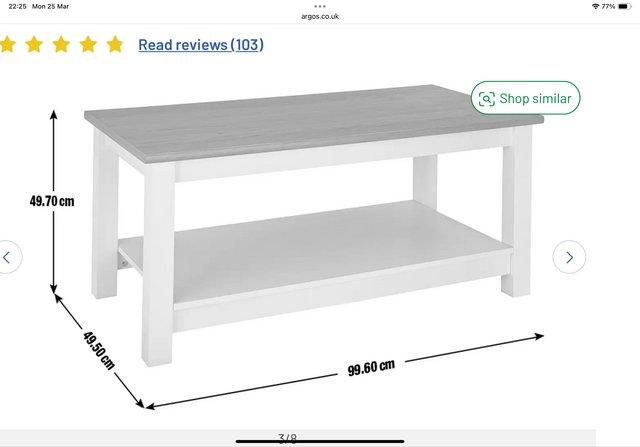 Image 3 of For Sale - Habitat Winchester Coffee Table - Grey