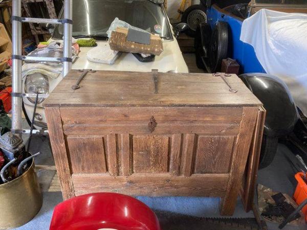 Image 3 of French 19th century Old oak coffer chest