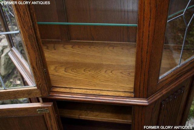 Image 52 of OLD CHARM LIGHT OAK CANTED DISPLAY CABINET CUPBOARD DRESSER