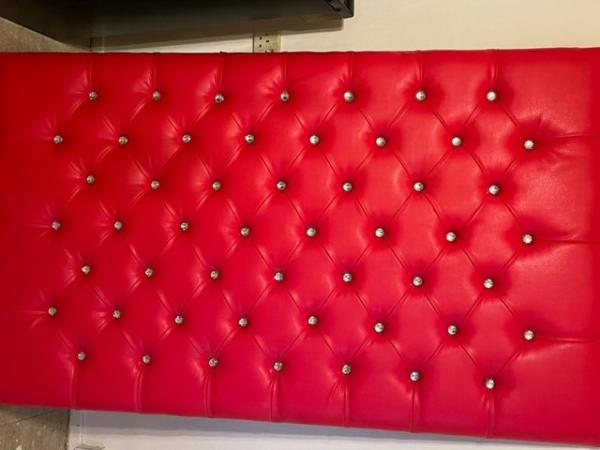 Image 1 of Red faux leather headboard