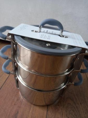 Image 1 of 3 tier stainless steel steamer