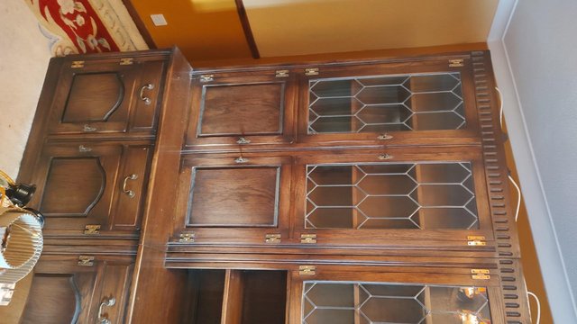 Image 2 of Reproduction Dark Wood Large Display Cabinet/Dresser
