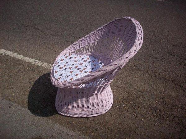 Image 1 of Vintage Pink Painted Wicker Chair / Bedroom Chair upcycled.