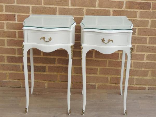 Image 2 of Pair of French Tall Bedside Tables (UK Delivery)