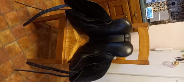 Preview of the first image of fantastic almost new ideal dresage saddle . 17 inch black..