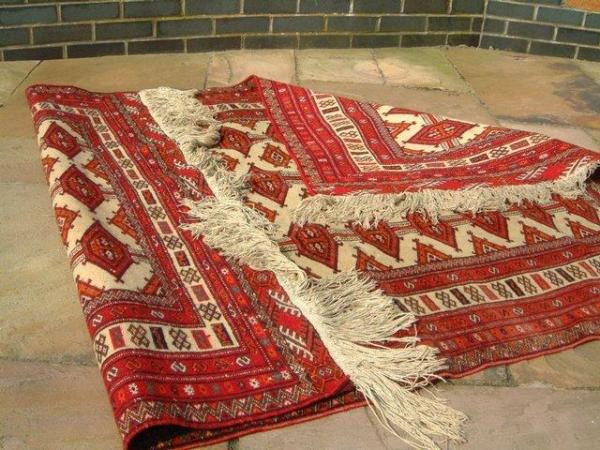 Image 3 of Vintage Persian Rug. Turkmen Hand Woven Prayer Carpet.