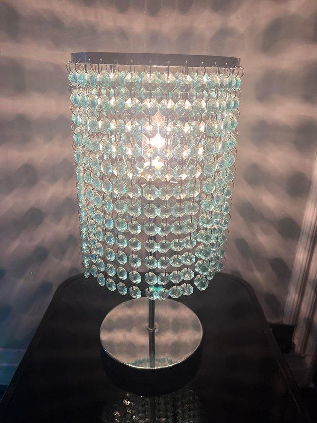 Preview of the first image of Crystal Drop Table Lamp - Duck Egg Blue.