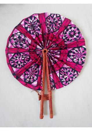 Image 1 of Unique handmade pink fan / accessory with african fabrics