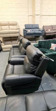 Image 4 of Benton dark grey electric 3 seater sofa, armchair and puffee