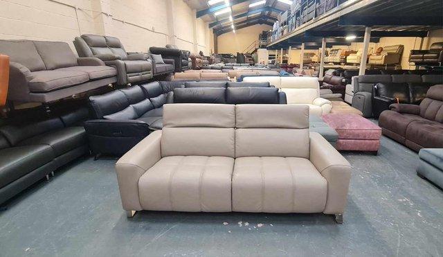 Image 4 of Ex-display Marvella grey leather 3 seater sofa