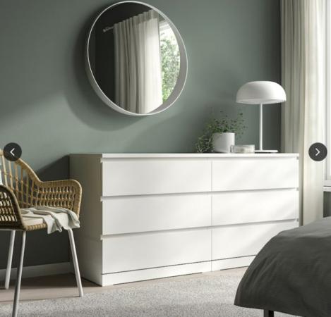 Image 2 of MALM chest of 6 drawers. white