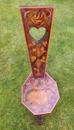 Image 1 of Antique Fruit Wood Hand Painted Spinning/Sewing Chair
