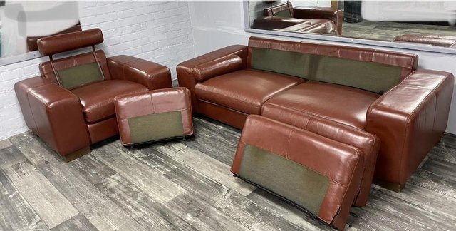 Image 2 of Designer Italian Leather sofa & chair