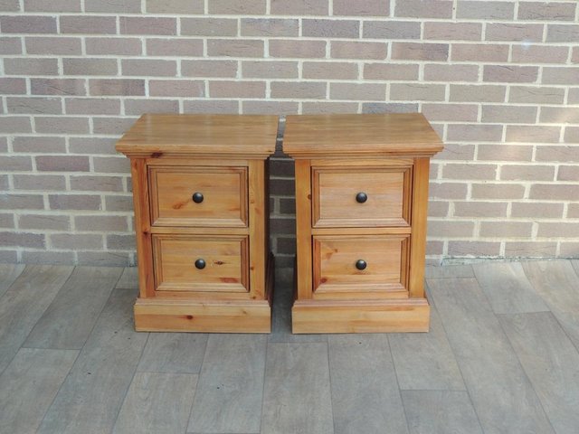 Preview of the first image of Pair of Country Pine Bedside Tables (UK Delivery).