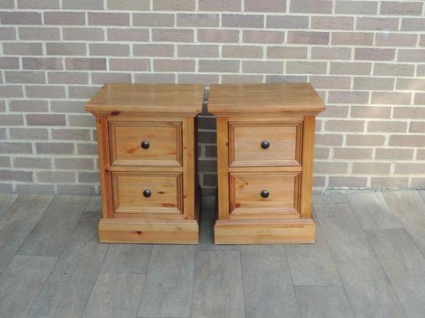 Image 1 of Pair of Country Pine Bedside Tables (UK Delivery)