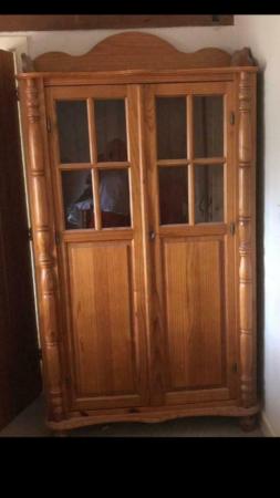 Image 1 of PINE DOUBLE WARDROBE WITH DETAILED COLUMNS