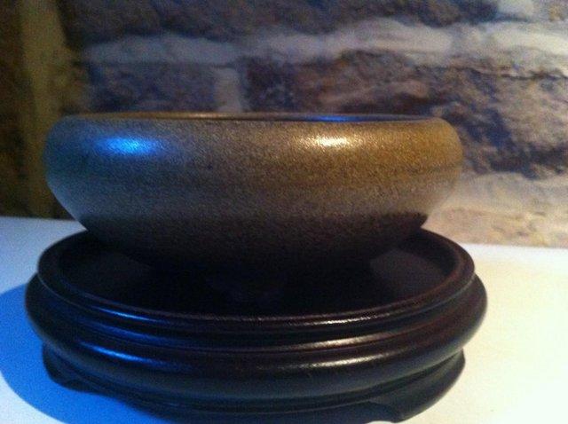 Preview of the first image of Round matt green Bonsai bowl (92).