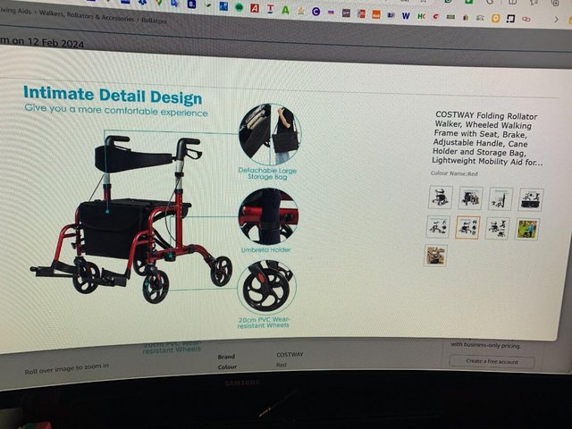 Preview of the first image of COSTWAY Folding Rollator Walker,.