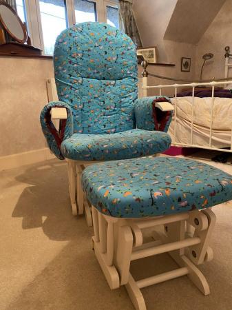 Image 1 of Baby nursing rocking chair with matching rocking footstool.