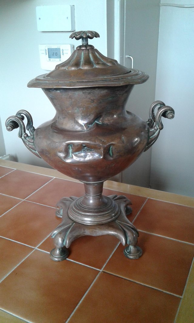Preview of the first image of Lovely antique copper and brass samovar.