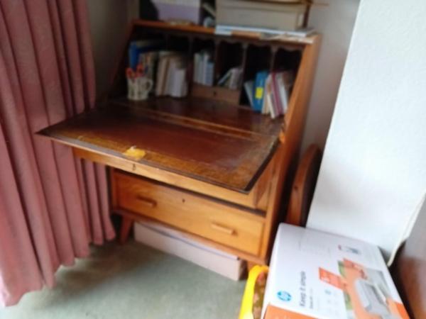 Image 1 of Vintage 1950's solid wood bureau and drawer.mint condition