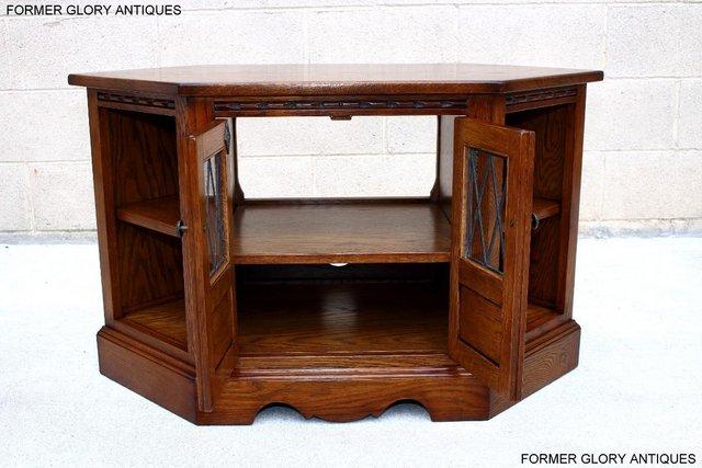 Image 4 of AN OLD CHARM LIGHT OAK CORNER TV DVD CD CABINET STAND TABLE