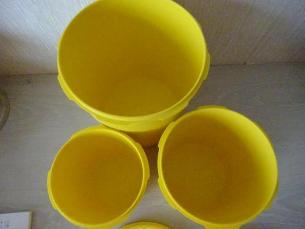 Image 8 of FOUR YELLOW TUPPERWARE STORAGE CONTAINERS-EXCELLENT