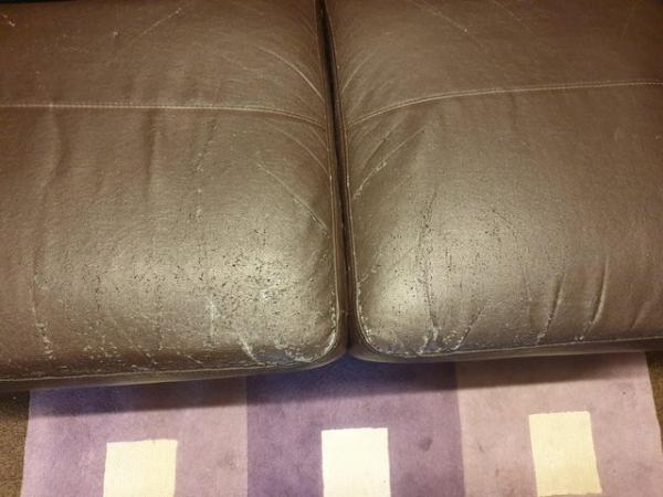 Image 2 of Brown Faux Leather 2 seater Settee