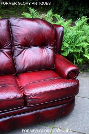 Image 10 of SAXON OXBLOOD RED LEATHER CHESTERFIELD SETTEE SOFA ARMCHAIR