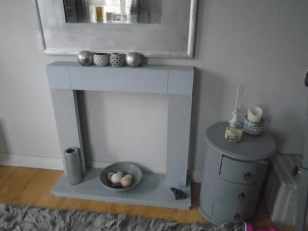 Image 1 of Wooden painted Grey Fire Surround