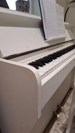 Image 2 of White painted Piano with stool