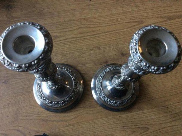 Image 1 of 2 silver plated candlestick holders