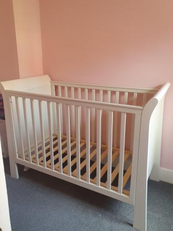 Image 2 of Baby White Cot and Mattress