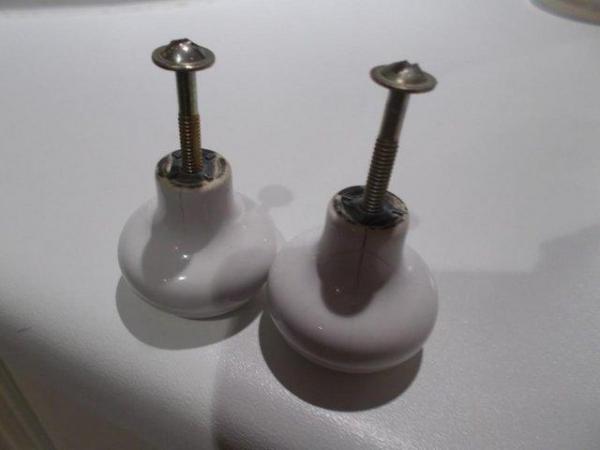 Image 2 of Pair of antique, porcelain, draw/cabinet knobs