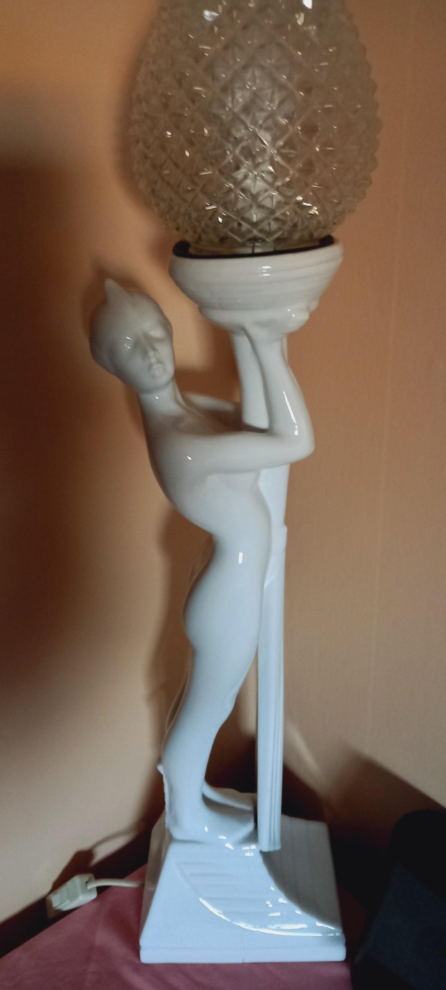 Preview of the first image of Porcelain Art Deco Table Lamp In Ex Condition.