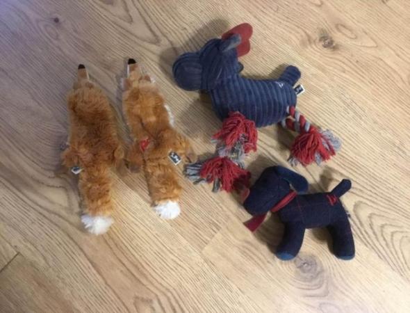 Image 1 of Four squeaky soft dog toys by Pet Face