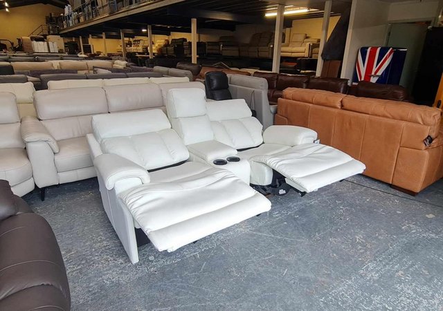 Image 2 of La-z-boy Empire white leather power Recliner Sofa