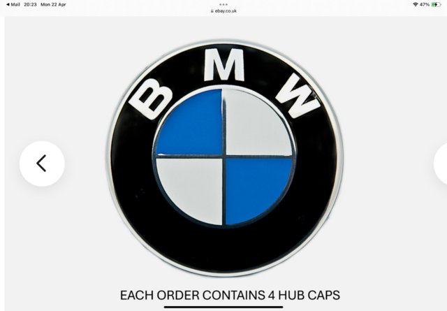 Preview of the first image of Set of four brand new BMW Wheel hub caps/badges.