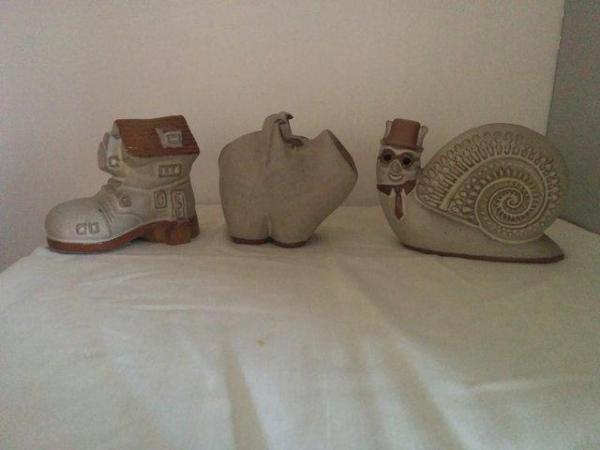 Image 3 of Shelf Pottery money Boxes dating from mid 1980's.